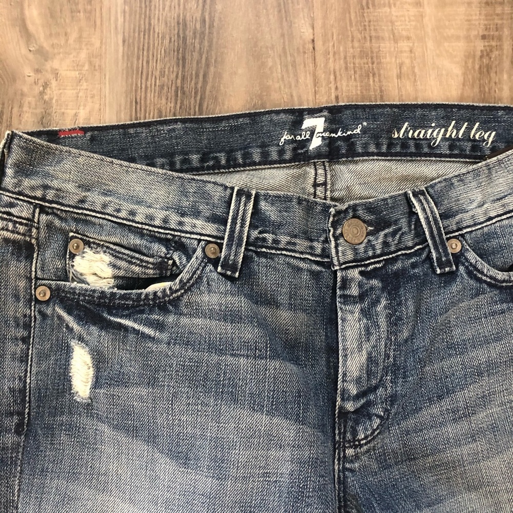 For all mankind distressed straight leg jeans s 29